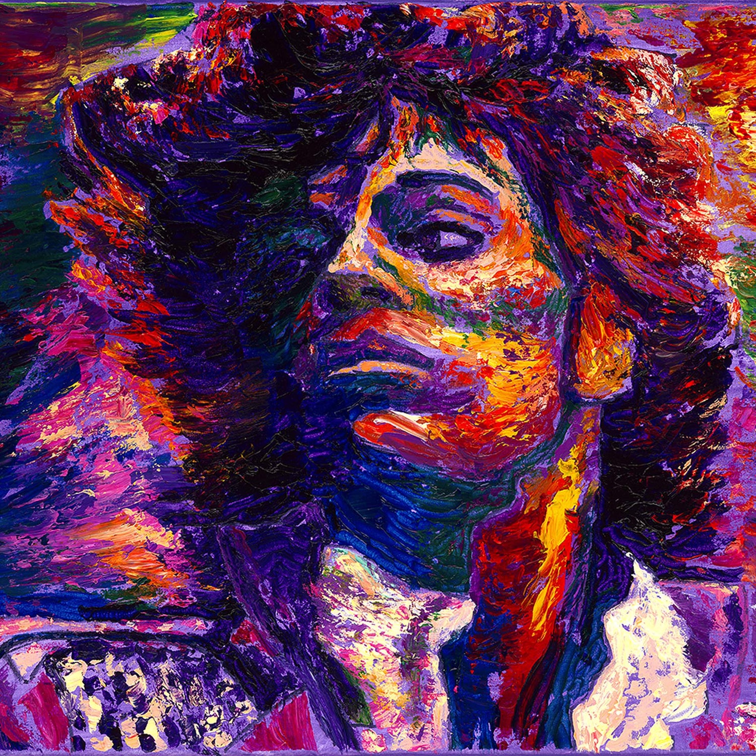 Portrait painting of famous musician Prince.