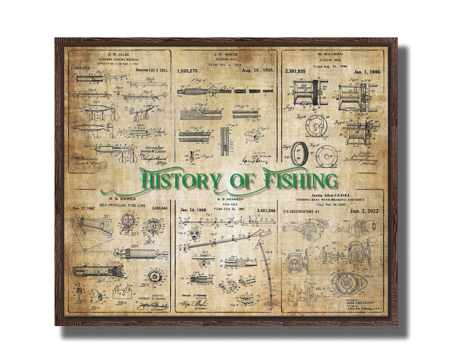 History of Fishing - Patent Collage