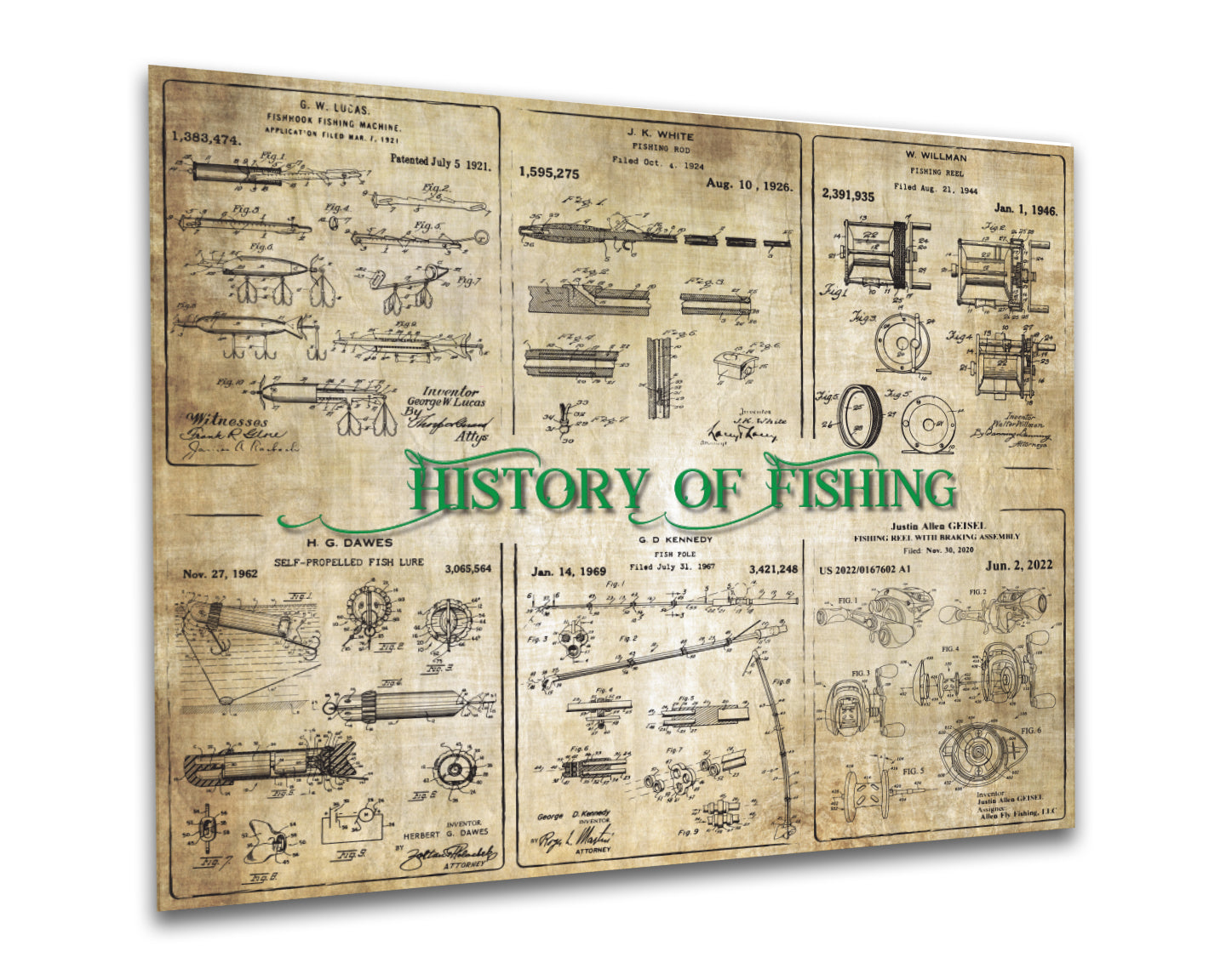 History of Fishing - Patent Collage