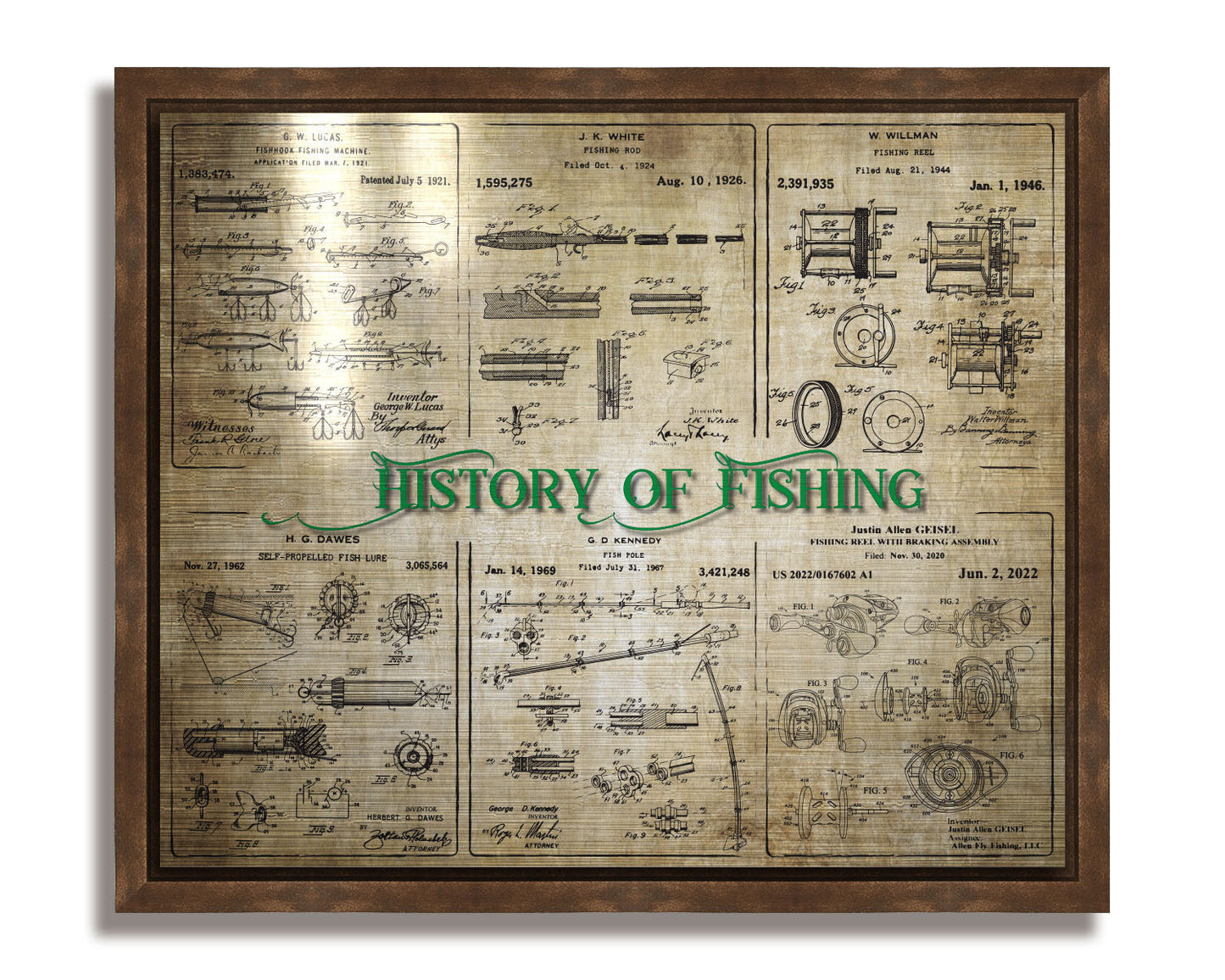 History of Fishing - Patent Collage