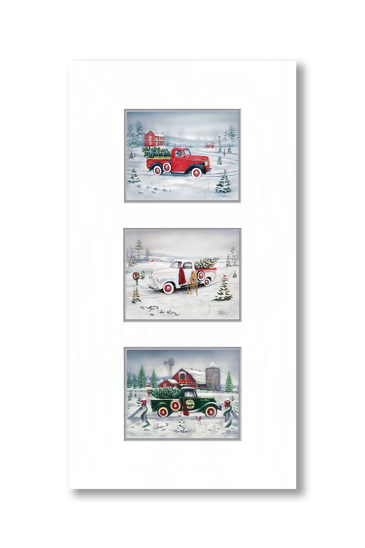 Snowy Christmas Tree Trucks set by Robert Andrea Christmas Trucks