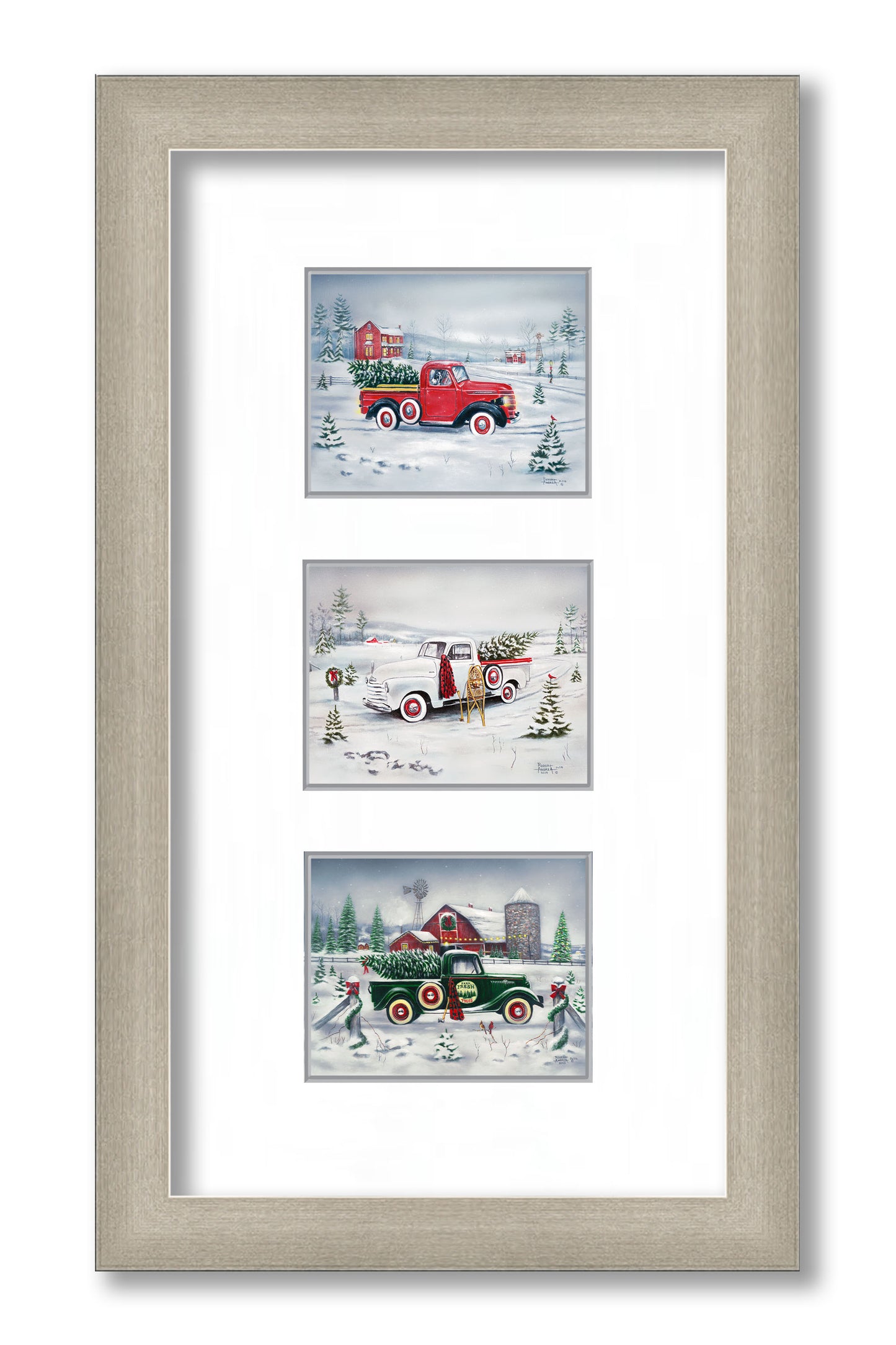 Snowy Christmas Tree Trucks set by Robert Andrea Christmas Trucks