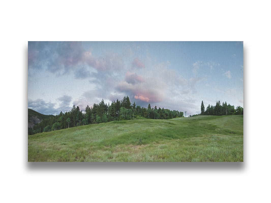 Photo of the hills and sky at Sundance in Utah, at the Provo Canyon by Mount Timpanogos. Printed on canvas.