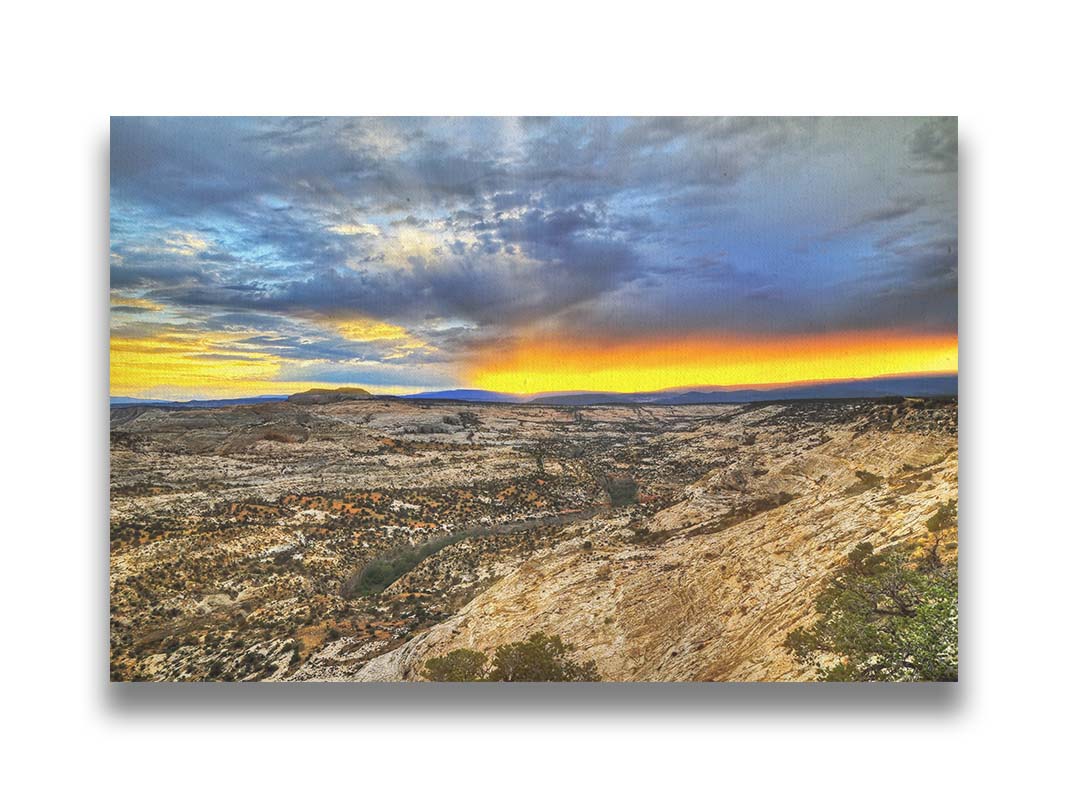 Photo of a vibrant sunset at Escalante National Monument in Utah. Printed on canvas.