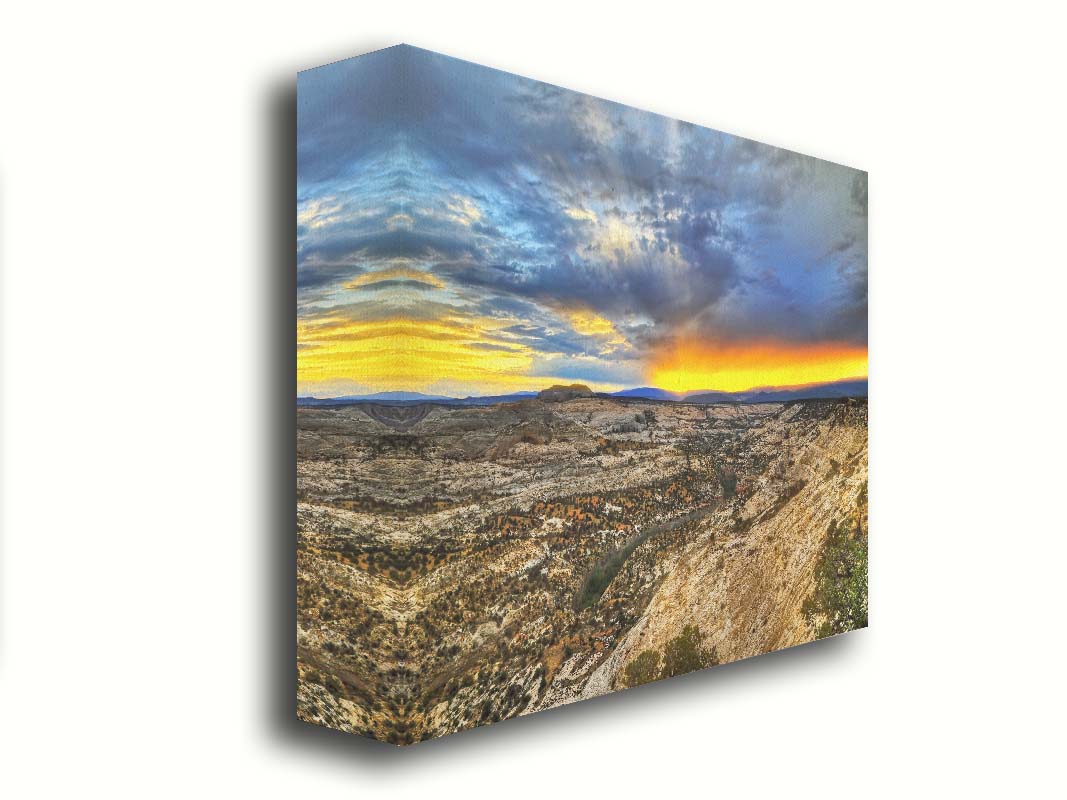 Photo of a vibrant sunset at Escalante National Monument in Utah. Printed on canvas.