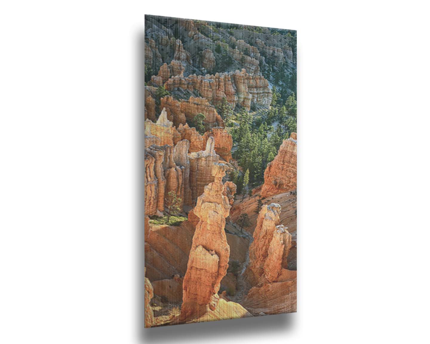 A photo from above of the Thor's Hammer rock formation in Bryce Canyon National Park, Utah. Printed on metal.