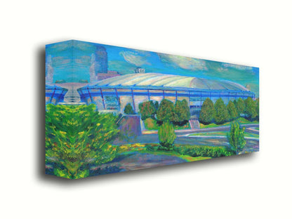 A painting of the Metrodome stadium once located in Minneapolis, Minnesota. Printed on canvas.