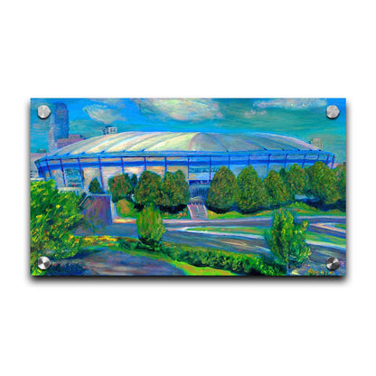 A painting of the Metrodome stadium once located in Minneapolis, Minnesota. Printed on acrylic.