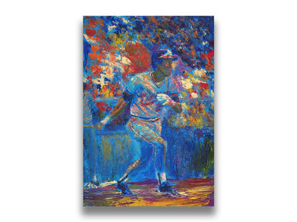 A painting of baseball player Rod Carew in action on the field. Printed on canvas.