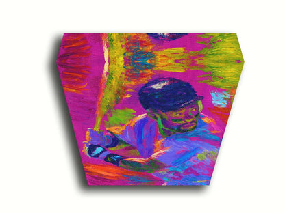 A painting of baseball player Kirby Puckett waiting at bat. Printed on canvas.