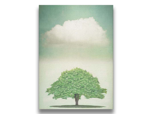 An edited photo combining a tree in the lower half and a cloud in the upper half. They are similar in shape and edited to have a painterly look. Printed on canvas.