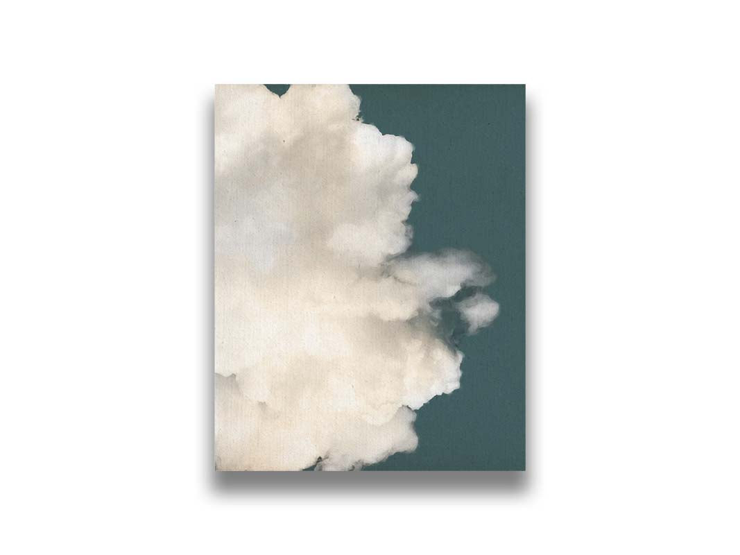 An edited photo of a soft white cloud against a blue background. Printed on canvas.