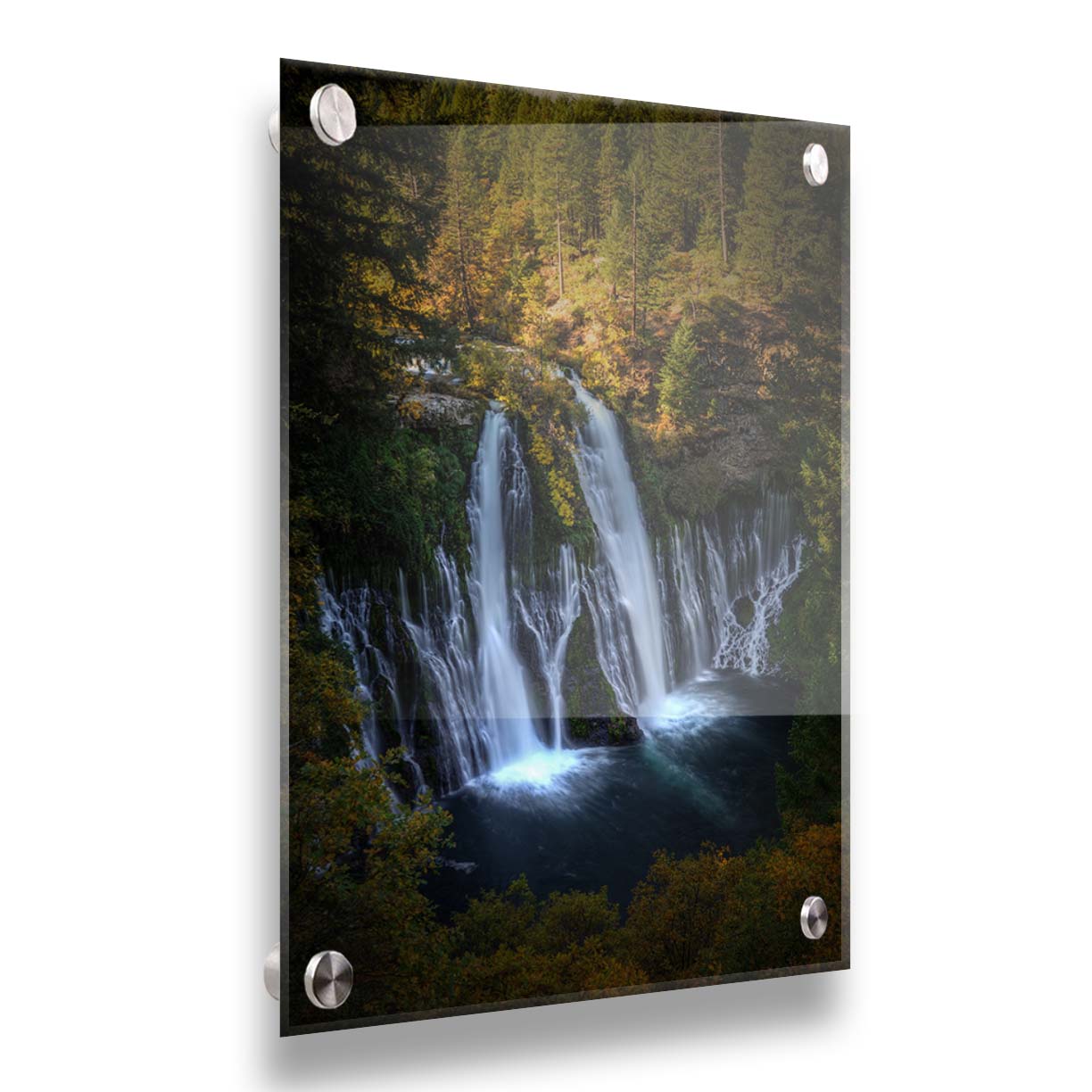 Photo of the Burney Falls waterfall in McArthur, Burney Falls Memorial State Park, California. Printed on acrylic.