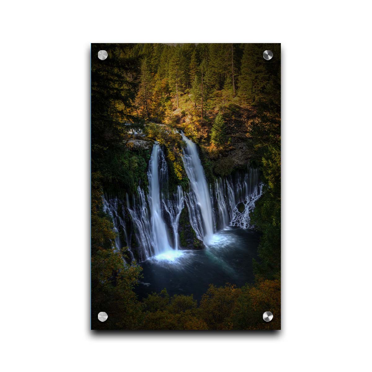 Photo of the Burney Falls waterfall in McArthur, Burney Falls Memorial State Park, California. Printed on acrylic.