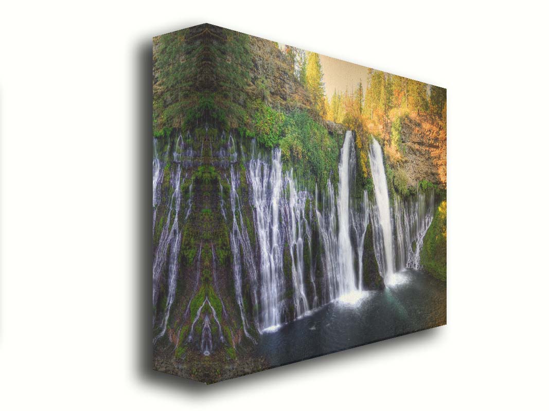 Photo of the Burney Falls waterfall in McArthur, Burney Falls Memorial State Park, California. Printed on canvas.