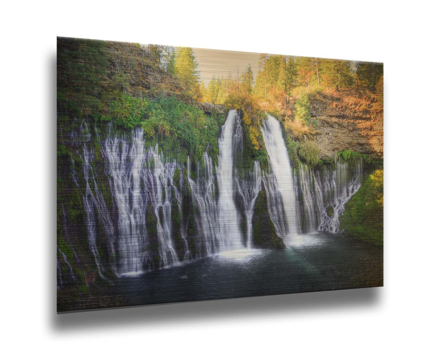 Photo of the Burney Falls waterfall in McArthur, Burney Falls Memorial State Park, California. Printed on metal.