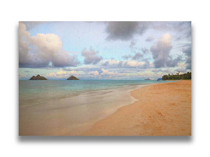 A photo of the Kaʻōhao beach, looking out at the sea. Printed on canvas.