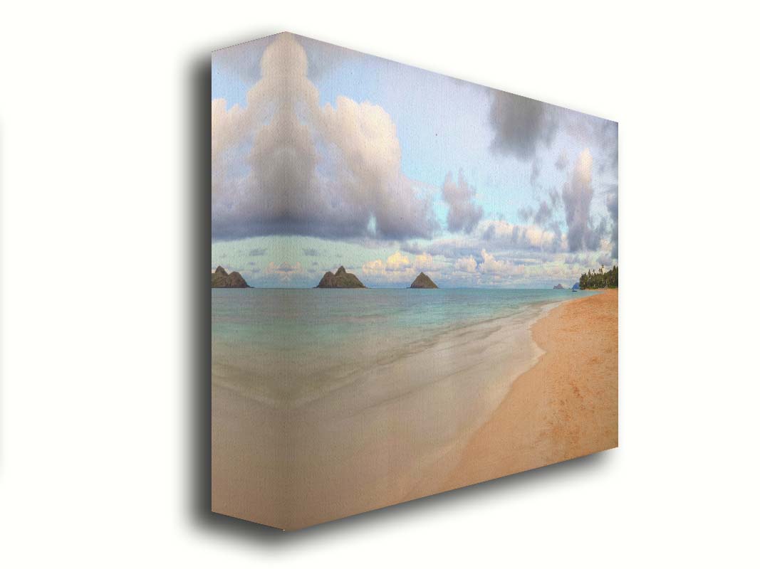 A photo of the Kaʻōhao beach, looking out at the sea. Printed on canvas.