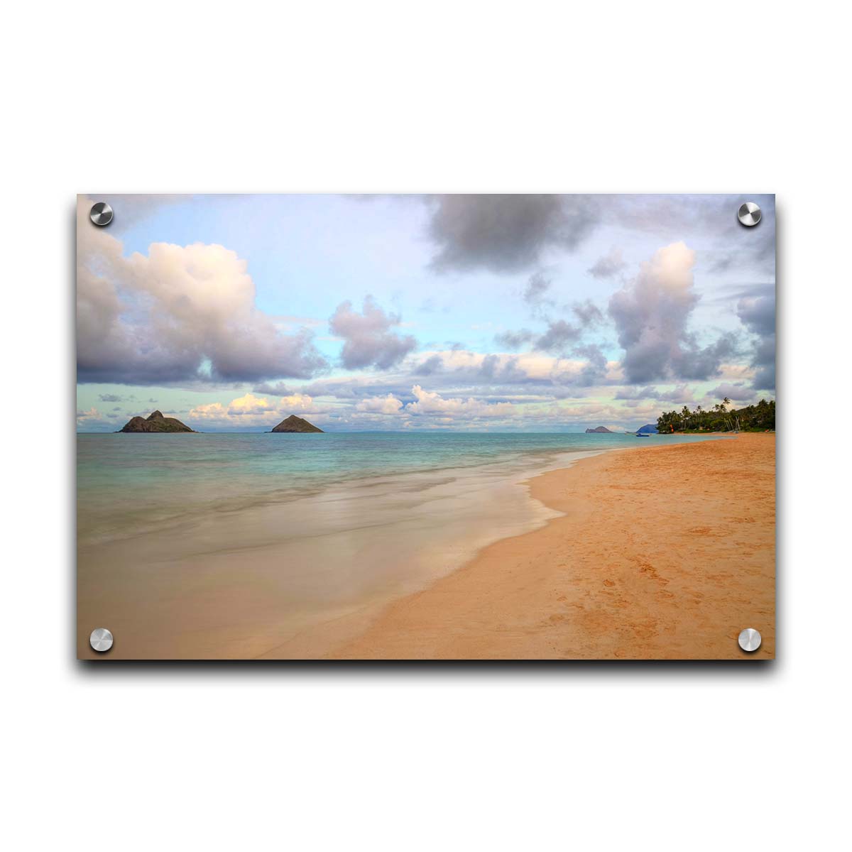 A photo of the Kaʻōhao beach, looking out at the sea. Printed on acrylic.