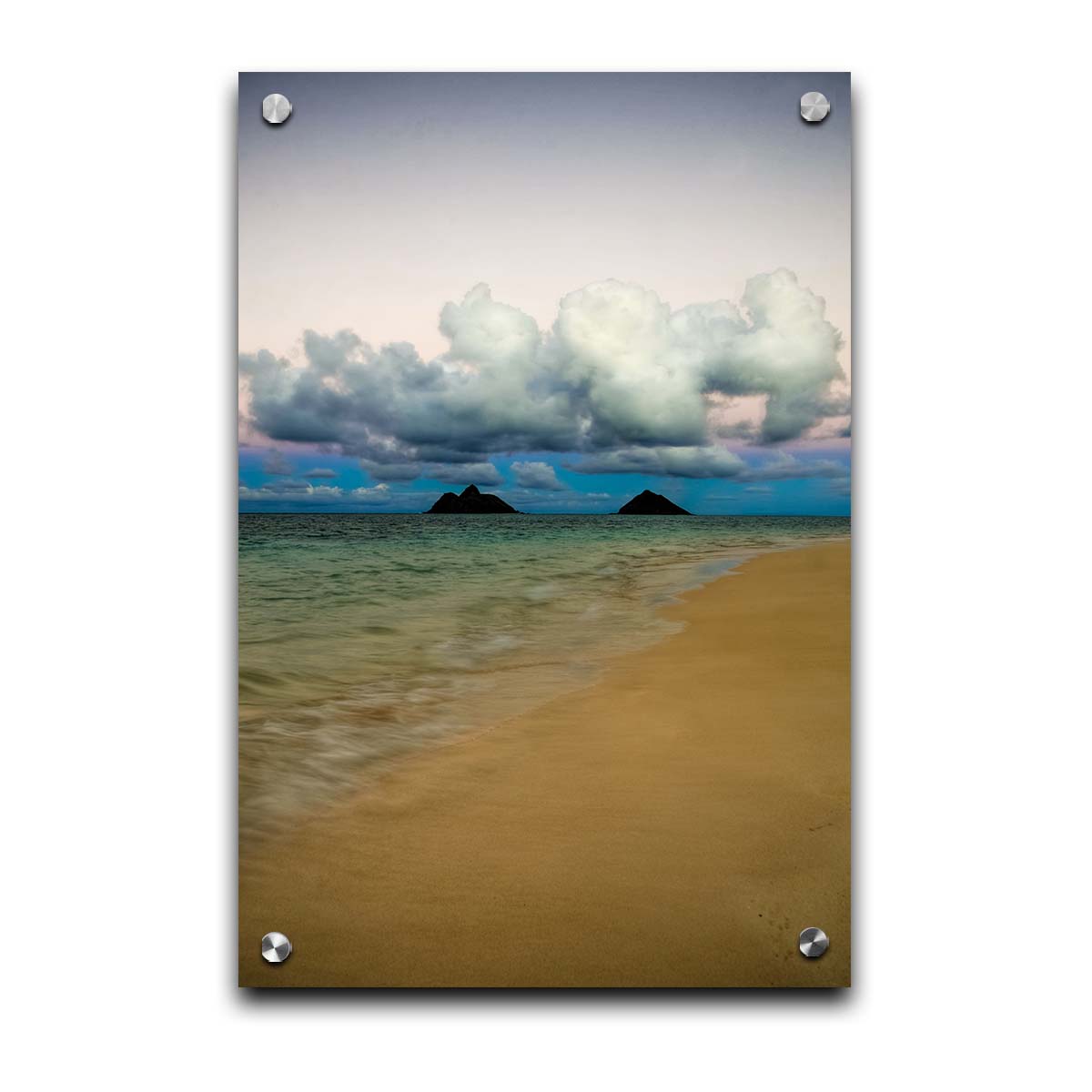 A photo of the Kaʻōhao beach, looking out at the sea. Printed on acrylic.