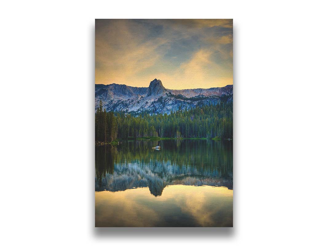 A photo overlooking Lake Mamie, one of the Mammoth Lakes at Mammoth Mountain in California. Printed on canvas.