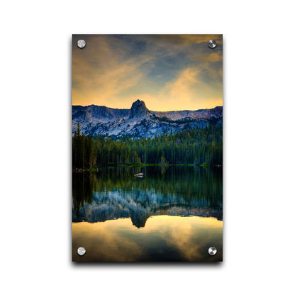 A photo overlooking Lake Mamie, one of the Mammoth Lakes at Mammoth Mountain in California. Printed on acrylic.