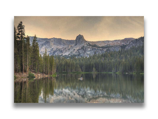 A photo overlooking Lake Mamie, one of the Mammoth Lakes at Mammoth Mountain in California. Printed on canvas.