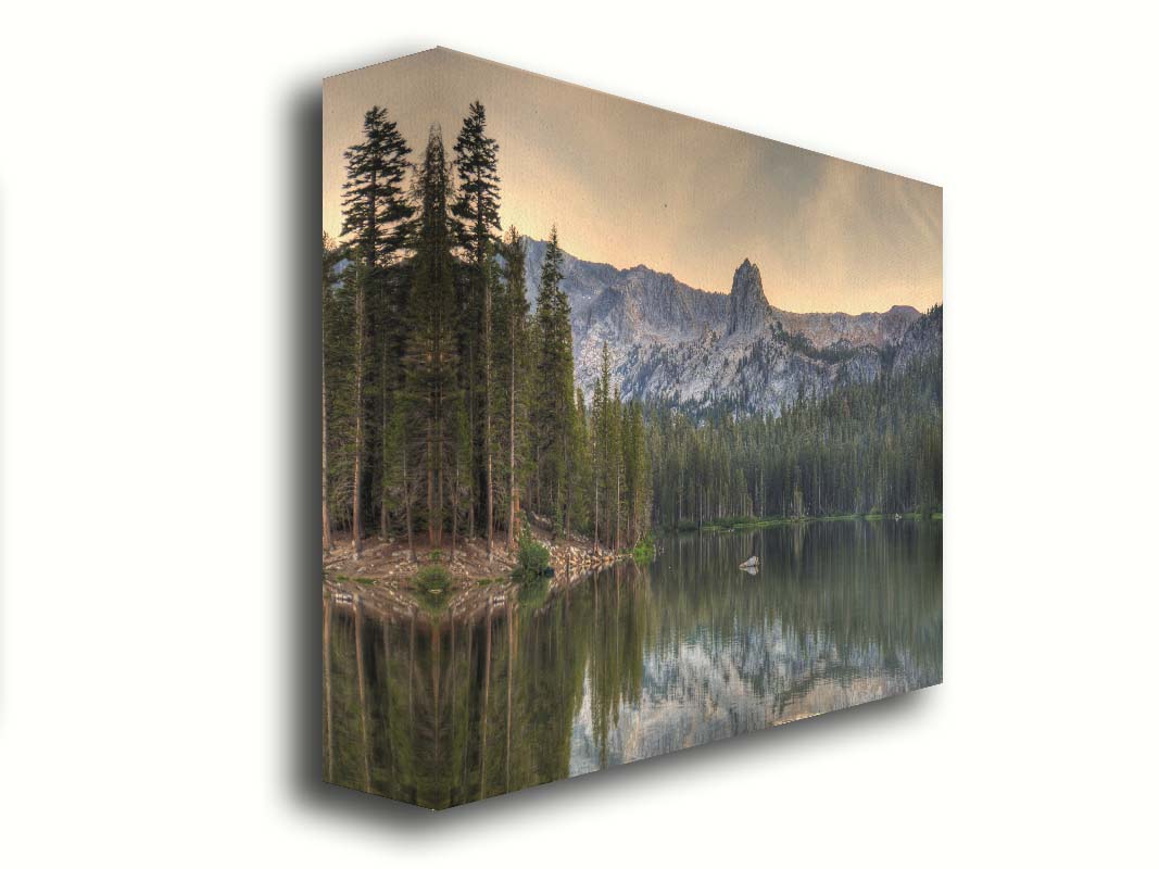 A photo overlooking Lake Mamie, one of the Mammoth Lakes at Mammoth Mountain in California. Printed on canvas.