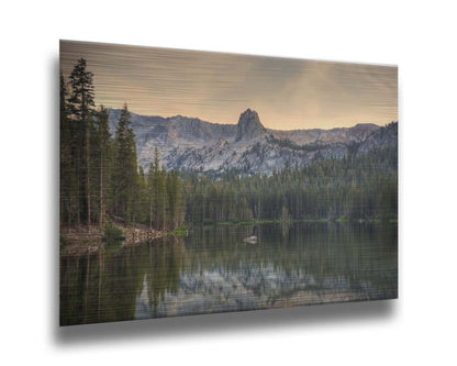 A photo overlooking Lake Mamie, one of the Mammoth Lakes at Mammoth Mountain in California. Printed on metal.