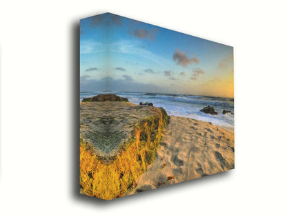 A photo of the Windansea beach at sunset. Printed on canvas.