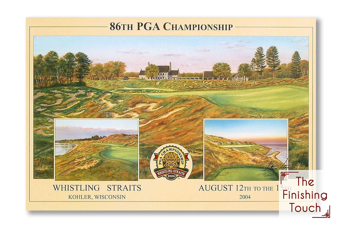 A landscape painting of the Straits Golf Course at Whistling Straits in Kohler, Wisconsin during the 86th PGA Championship in 2004.